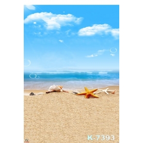 Shell Starfish on Sandy Beach Seaside Painted Photography Backdrops
