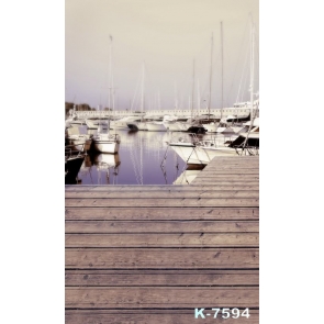 White Boats by Harbor Scenic Background Drops for Photography