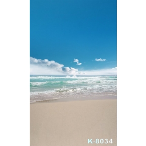 Blue Sky White Clouds Sea Waves Beach Photo Drop Background