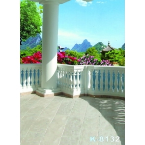 Chinese Style Pavilion Flowers Flying Crane Scenic Photography Backgrounds and Props