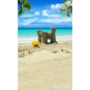 Sand Castle by Seaside Beach Backdrop Background for Photography