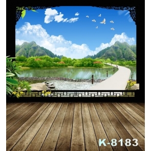 Scenic Landscape View from the Inside Out Wood Floor Vinyl Photography Backdrops