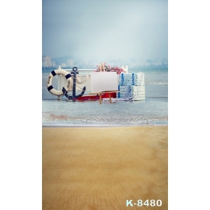 Scenic Life Buoy Seaside Beach Photo Prop Background