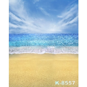 Blue Sea Yellow Sandy Beach Scenic Photography Photo Backdrops