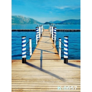 Wood Bridge over Sea Scenic Background Drops for Photography