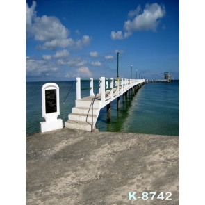 White Stone Bridge Harbor Scenic Photography Backgrounds and Props