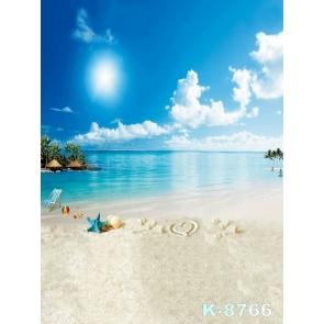 Sunny Day Blue Sky Seaside Beach for Summer Holiday Picture Backdrop 