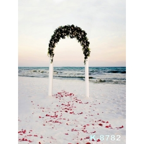 Romantic White Sandy Beach Wedding Scenic Photography Background Props