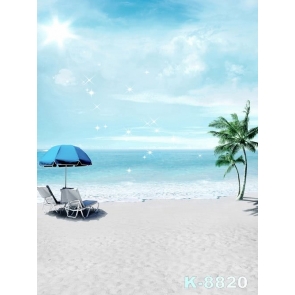 Seaside Beach Chairs Coconut Tree Blue Sea Camera Backdrops