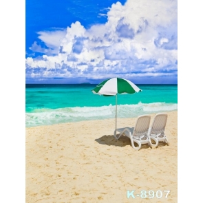 Bluish Green Sea White Clouds Seaside Beach Drop Studios Backdrops