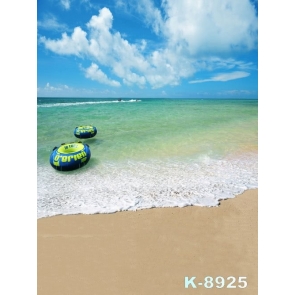 Scenic Life Buoy Bluish Green Sea Water Beach Pro Photo Backdrops