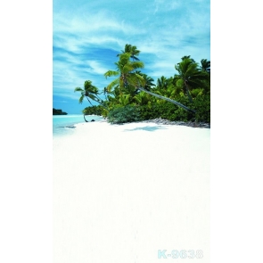 Island Green Trees Seaside Beach Backdrop Background for Photography