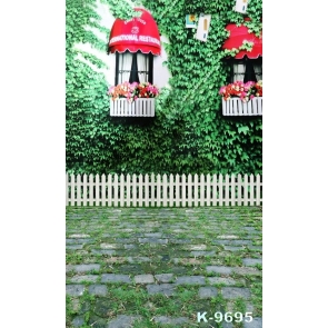 Outside Restaurant Creepers Fence Stone Road Scenic Photo Prop Background