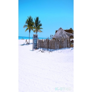 Thatched Cottage Coconut Trees Seaside Beach Drop Studios Backdrops