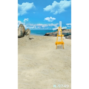 Yellow Windmill by Seaside Rocks Beach Photo Studio Backdrops