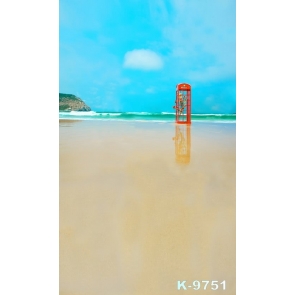 Red Telephone Booth by Seaside Beach Photography Photo Backdrops