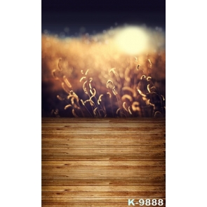 Autumn Foxtail Grass Wood Floor Scenic Backdrops for Pictures