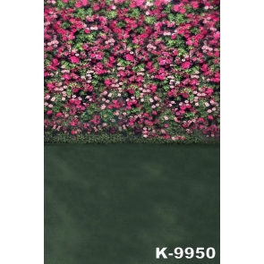 Affordable Red Flowers Wall Green Land Vinyl Photography Backdrops