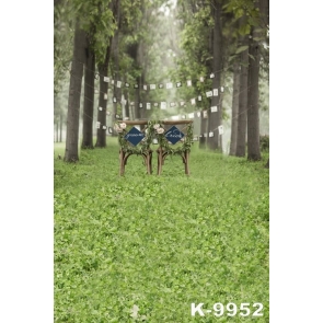 Couple Chairs in Green Forest Wedding Photography Backgrounds and Props