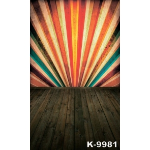 Colorful Wall Wooden Floor Combination Vinyl Photography Background