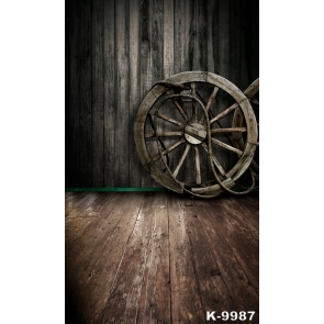 Vintage Wood Wheels Floor Wall Vinyl Background Stage Backdrop