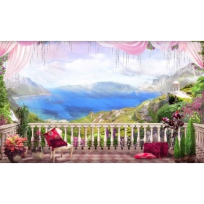 Beautiful Balcony Large Stage Paris Theatre World Wedding Backdrop Studio Photography Background Prop