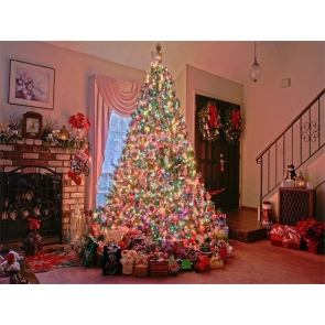Luxury Brilliant Lights Christmas Tree Backdrop Stage Party Photography Background