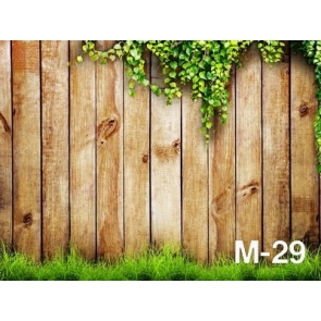 Green Plant Vinyl Wooden Floor Backdrops Wedding Wood Background