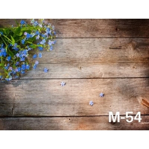 Blue Plant Flower Vinyl Wood Floor Backdrops Newborn Baby Photography Background