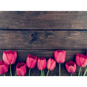 Tulips Flowers Wood Backdrop Wedding Bridal Shower Photography Background