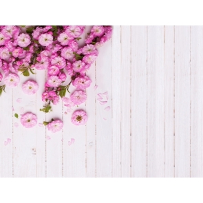 Rustic White Wood Plank Backdrop With Flowers Photography Background