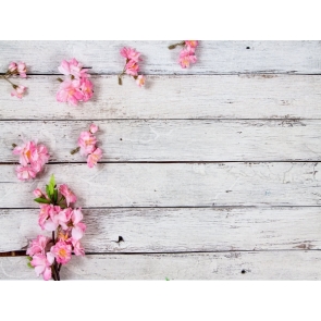 Vintage White Wood Plank Backdrop With Flowers Photography Background