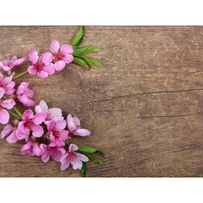 Rustic Wood Board With Flowers Backdrop Photography Background