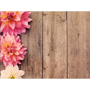 Faux Wood Backdrop With Flowers Backdrop Baby Shower Photography Background