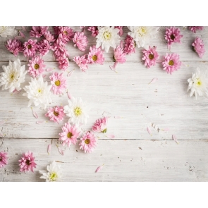 Baby Shower Photography Background Rustic Faux Wood Backdrop With Flowers Backdrop