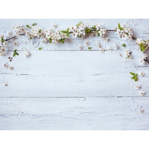 Rustic White Wood With Flowers Wedding Backdrop Photography Background