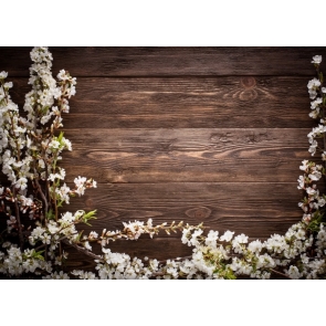 Rustic Dark Wood With Flowers Wedding Backdrop Photography Background