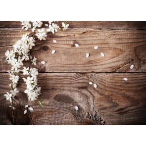 Rustic Dark Faux Wood Plank Backdrop With Flowers Background