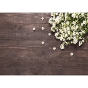 Rustic Faux Dark Wood Flowers Backdrop Photography Background