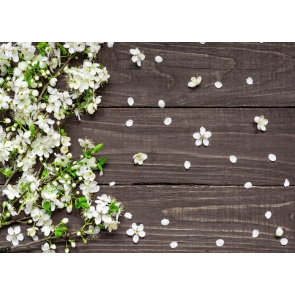 Shower Baby Photography Background Retro Rustic Dark Wood Flowers Backdrop