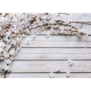 Retro Rustic White Wood Flowers Backdrop Shower Baby Photography Background