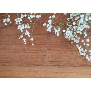 Reddish Brown Wood Little Small White Flowers Photo Wall Backdrop