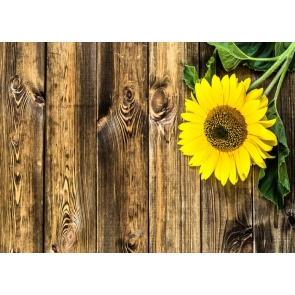 Vertical Texture Wood Picture Backdrop with Yellow Sunflower
