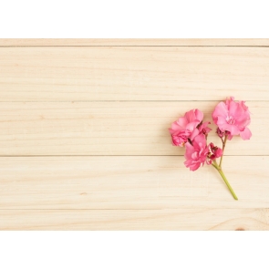 Burlywood Horizontal Texture Wood Wall Picture Backdrops with Flowers