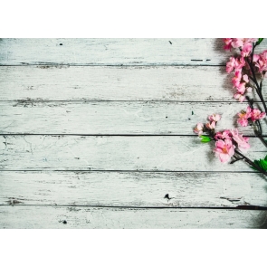 Narrow Horizontal Texture Wood Drop Studios Backdrops with Flowers