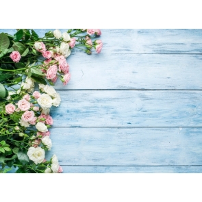 Pink White Roses Flowers Wood Photo Wall Backdrop