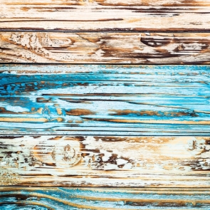 Blue Painting on Horizontal Texture Wood Wall Vintage Vinyl Photo Background