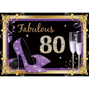 Purple High Heels Women 80th Fabulous Birthday Backdrop Party Photography Background