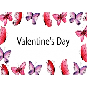 Purple Red Butterfly Valentine's Day Backdrop Photography Background