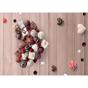 Sweet Chocolate Heart Shape Wood Board Valentine's Day Backdrop